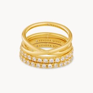 Kendra Scott Livy Gold Rings Set of 3 in White Crystal Size 7